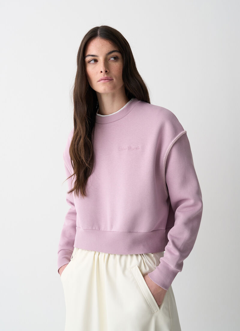 Cropped sweatshirt with embroidery