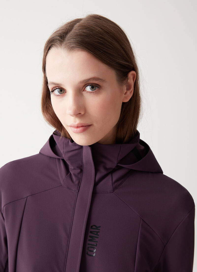 Mid-length jacket in stretch fabric