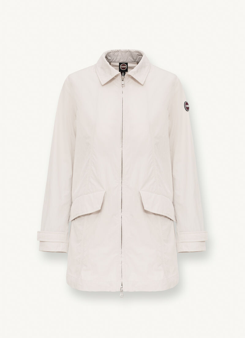 Long cotton-look fabric jacket