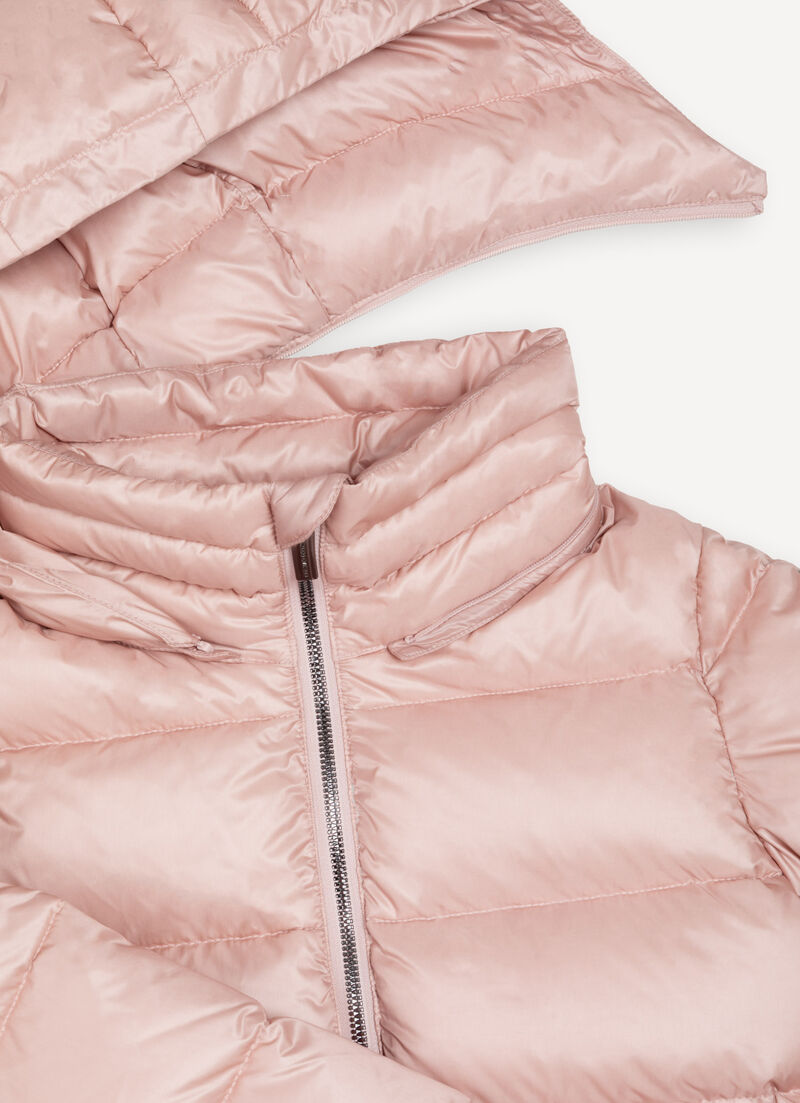 Down jacket with detachable hood