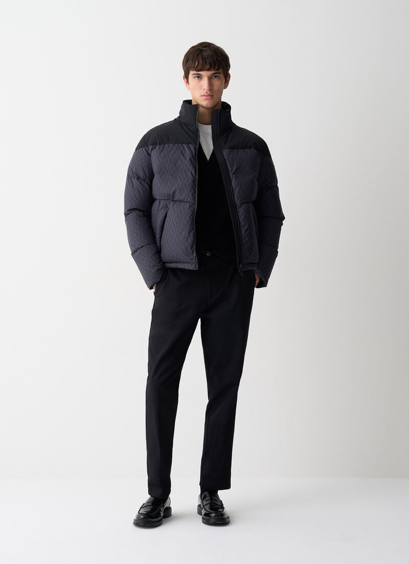 Down jacket with geometric print