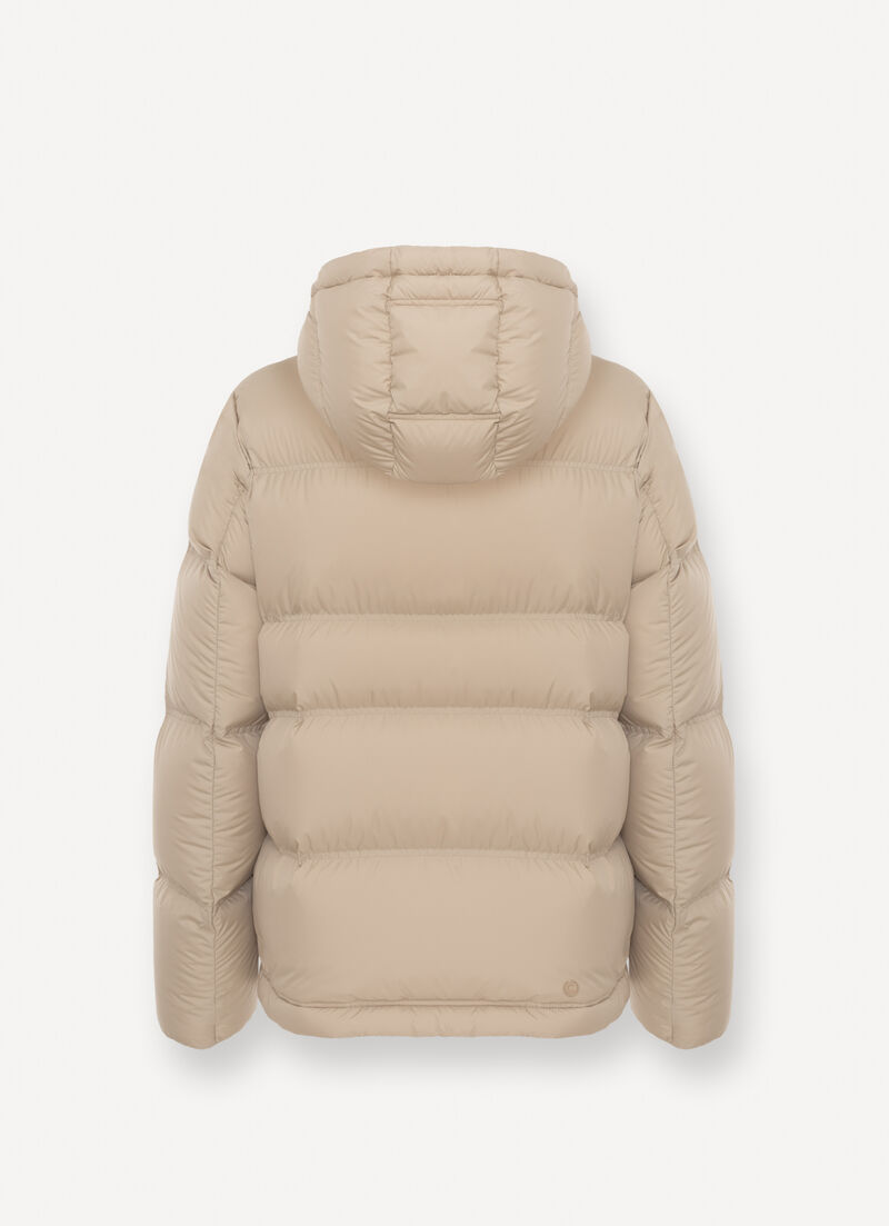 Puffy down jacket with hood