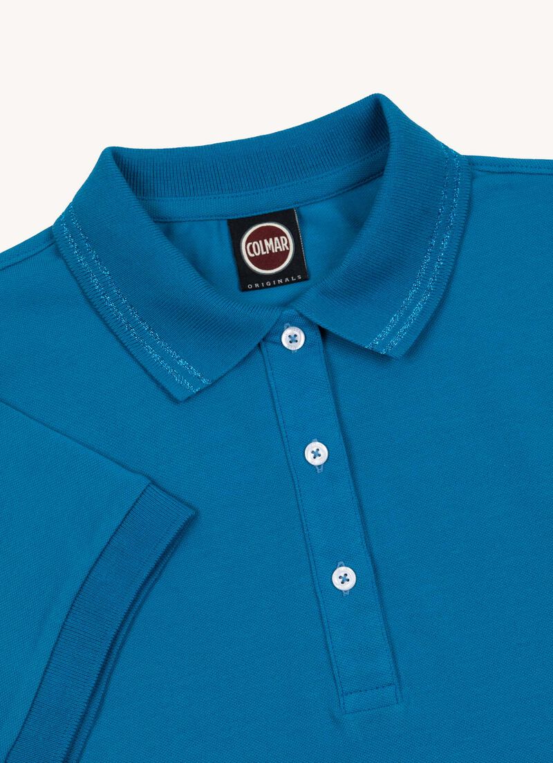 Stretch piqué fabric polo shirt with glitter logo