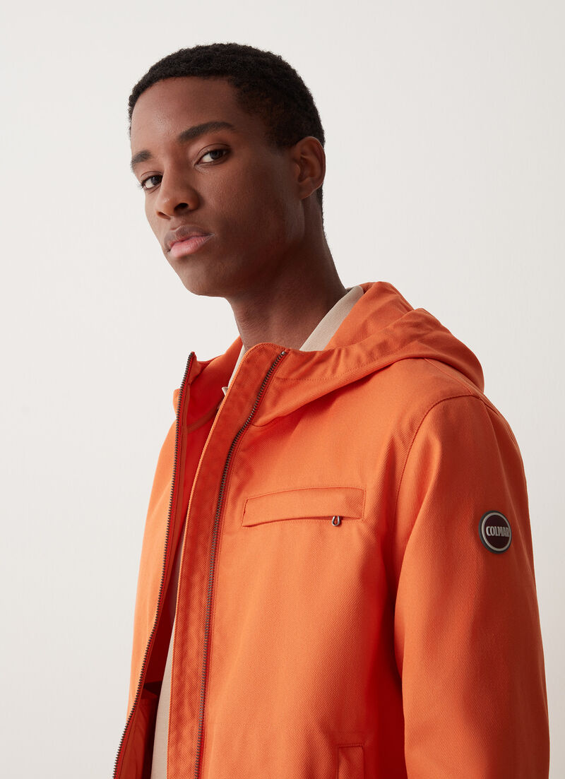 Hooded cotton-look fabric jacket