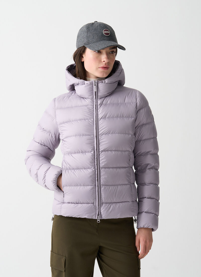 Hooded opaque down jacket