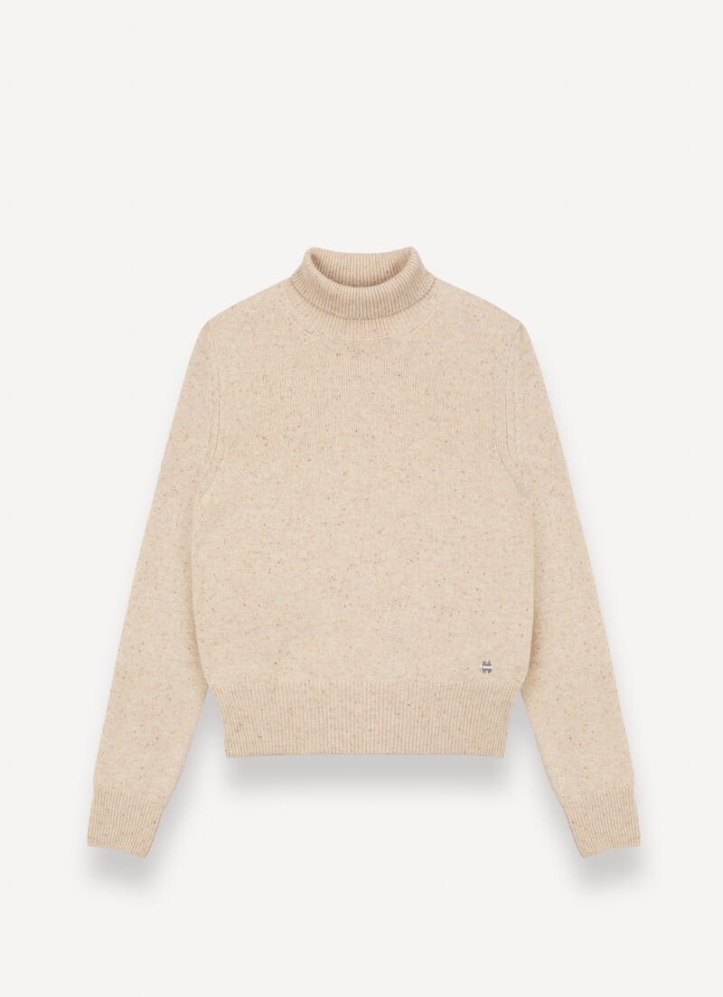 Melange polo-neck jumper