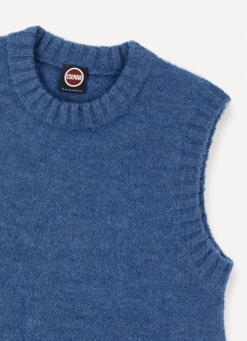 Crew-neck mohair-blend vest