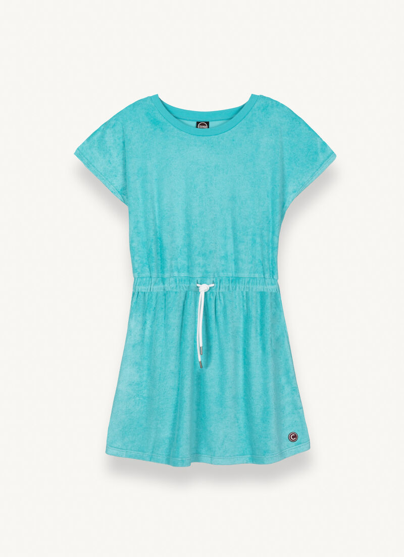 Round neck semi-glossy chenille dress