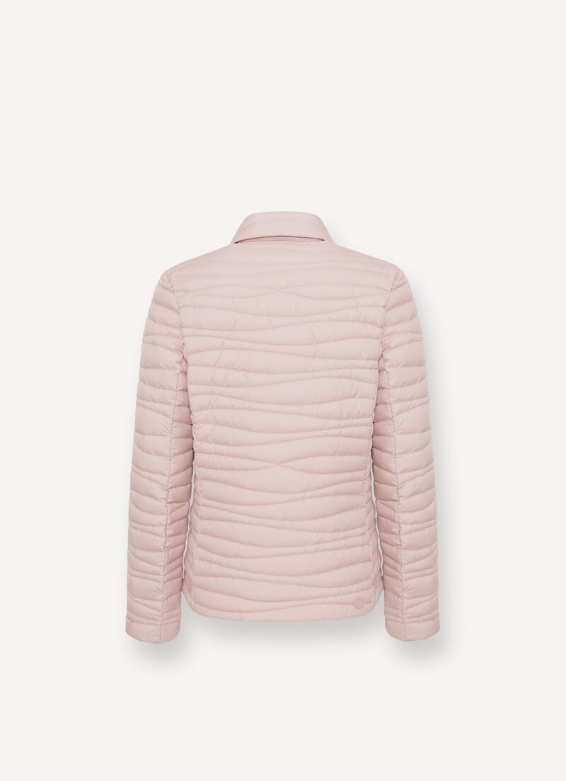 Down-padded blazer with wavy quilting