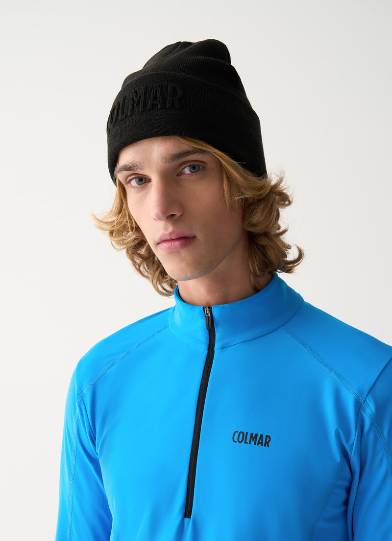Thermal stretch ski jumper with half-zip