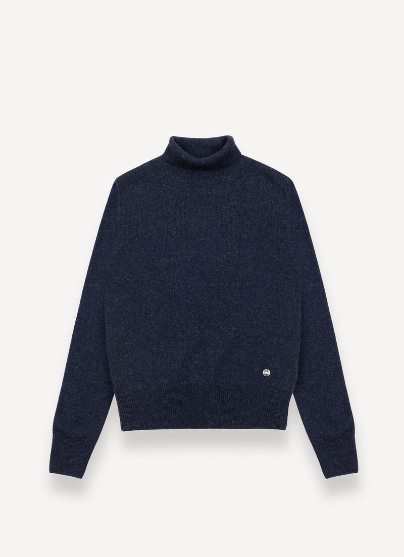 Melange polo-neck jumper