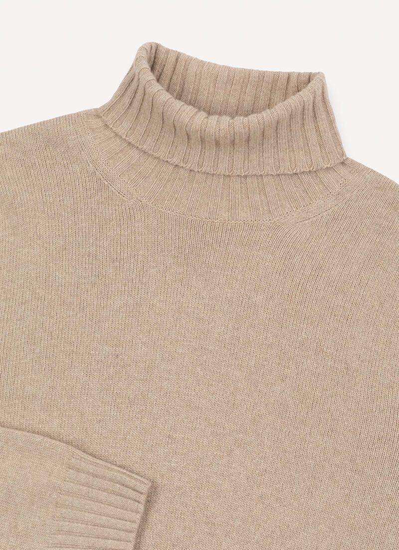 Branded wool polo-neck pullover