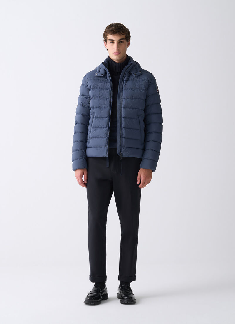 Down jacket with detachable hood