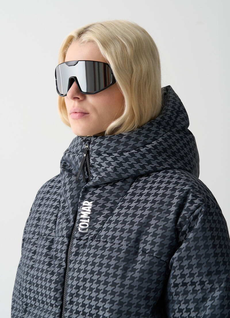 Houndstooth padded ski jacket