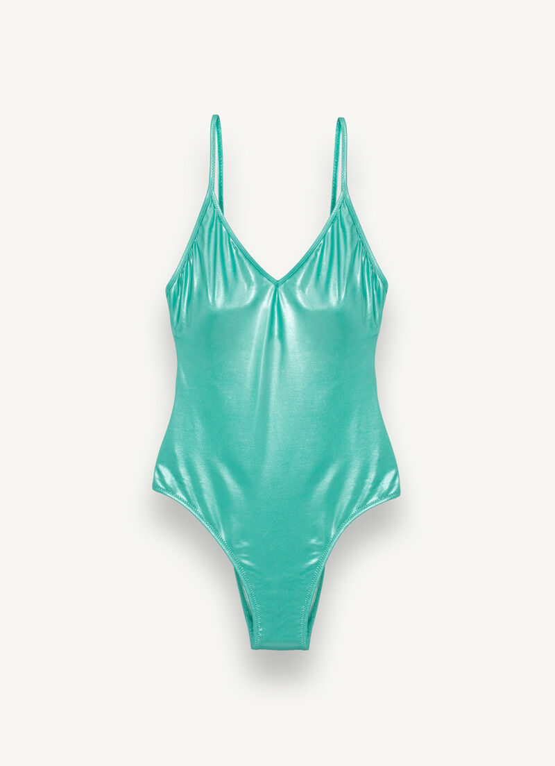 One-piece swimsuit with adjustable shoulder straps