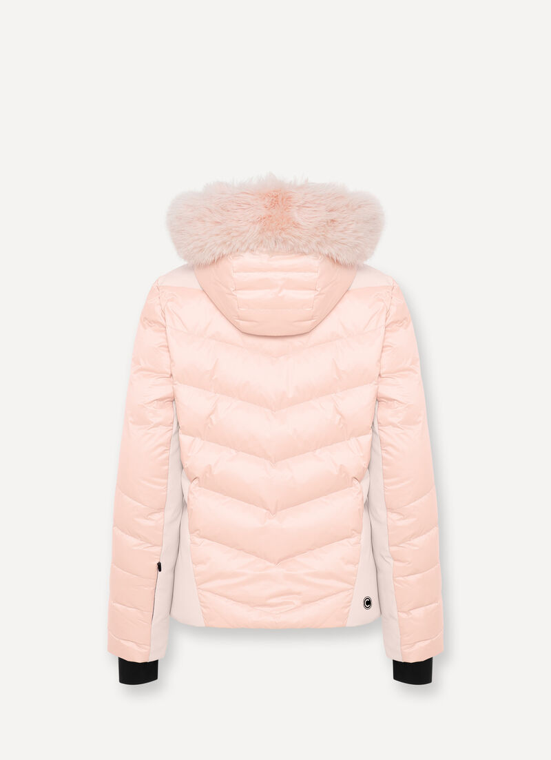 Extra-warm shiny down ski jacket