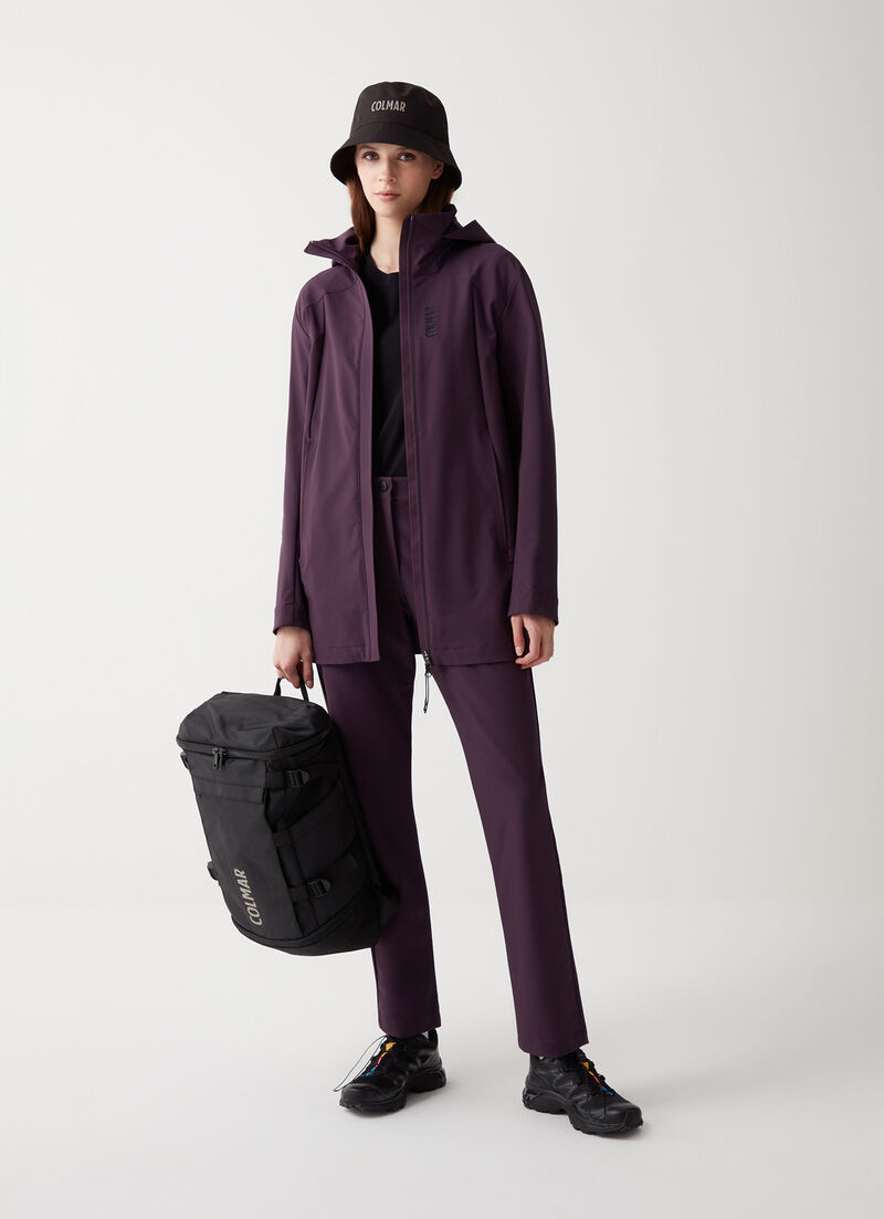 Mid-length jacket in stretch fabric