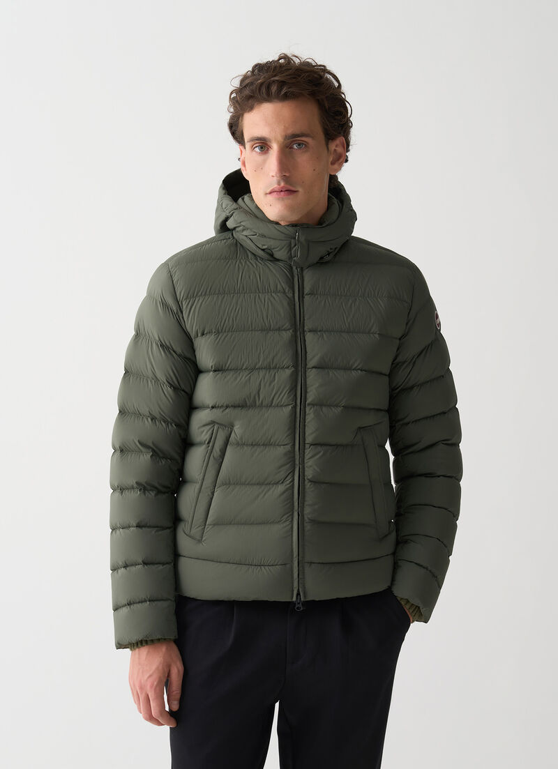 Down jacket with detachable hood