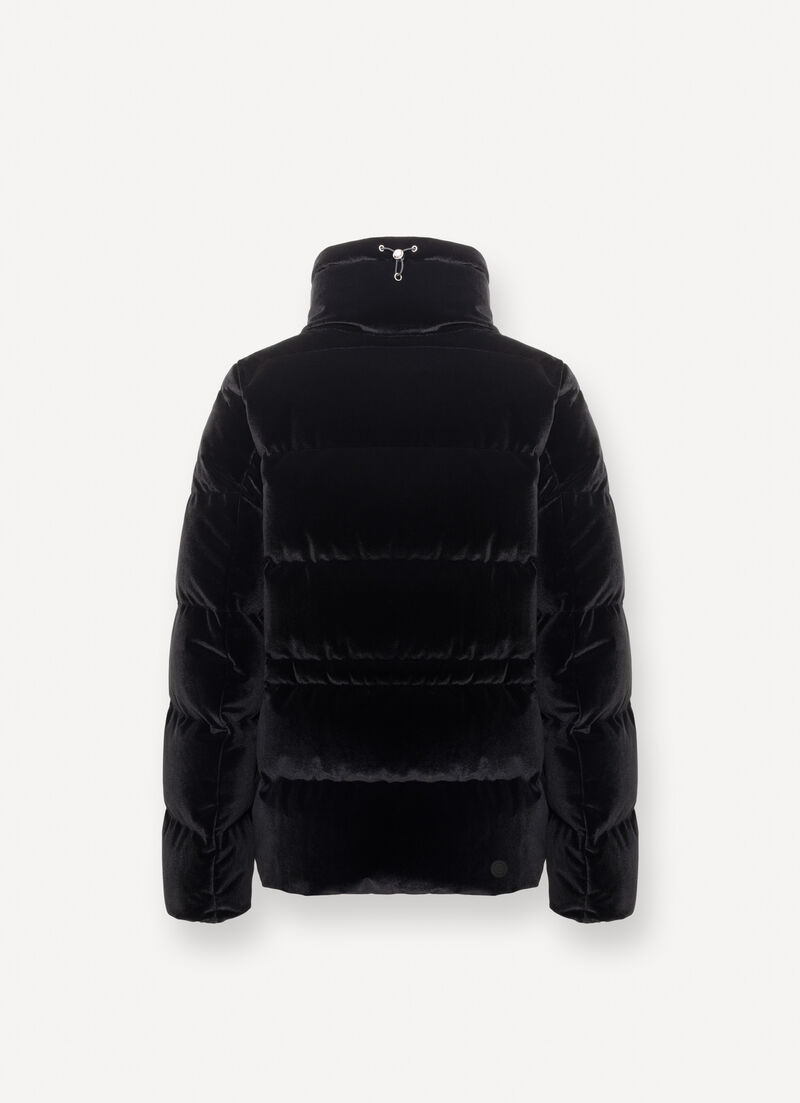 Stretch velvet down jacket