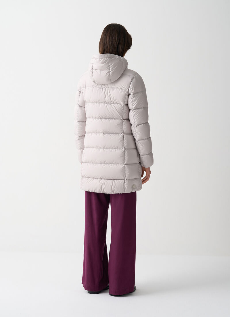 Long matte down jacket with hood