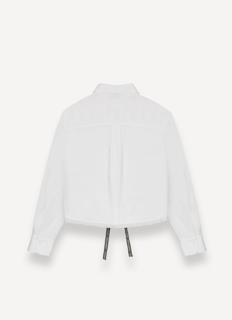 Cropped shirt with drawstring