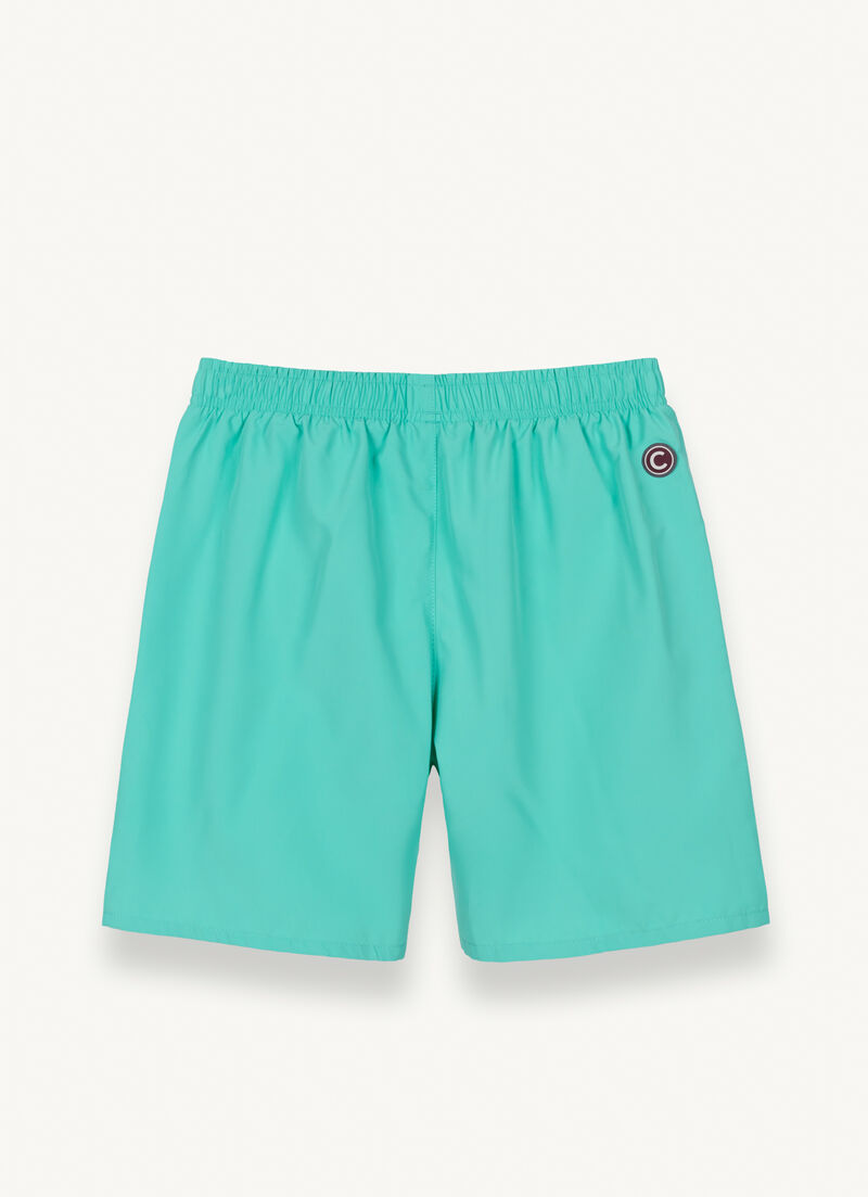 Solid colour swimsuit with elasticated waist