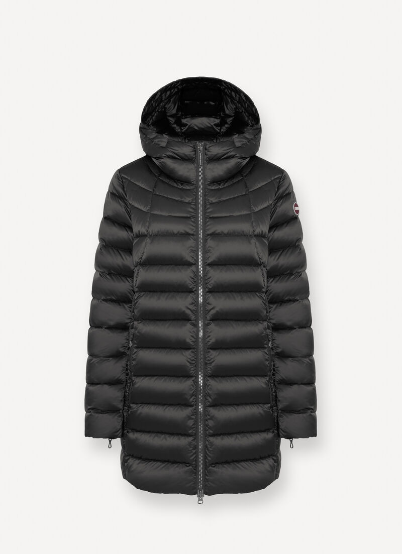 Hooded A-line down jacket