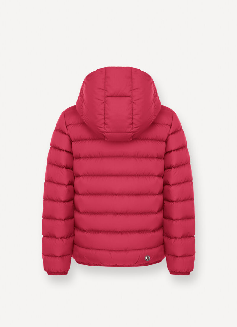Sporty down jacket with fixed hood