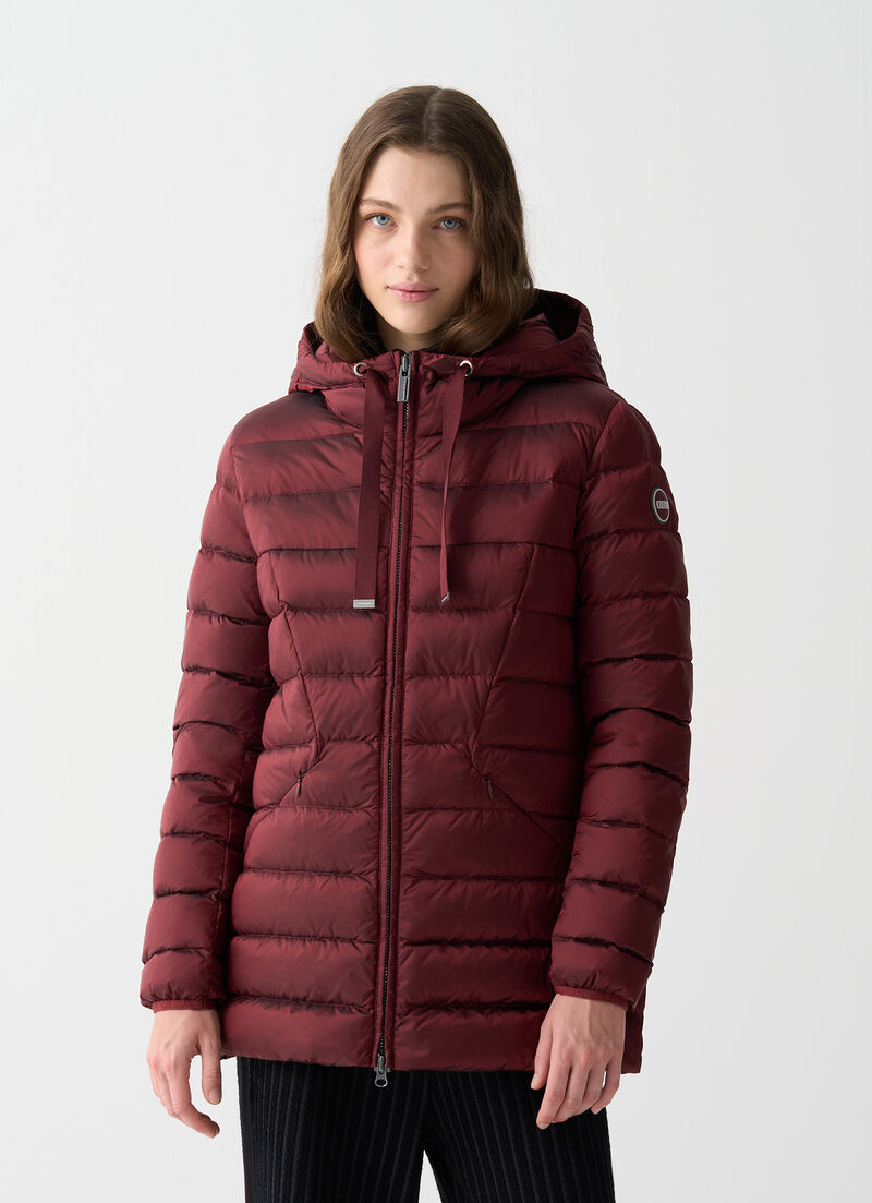 Fitted down jacket with hood