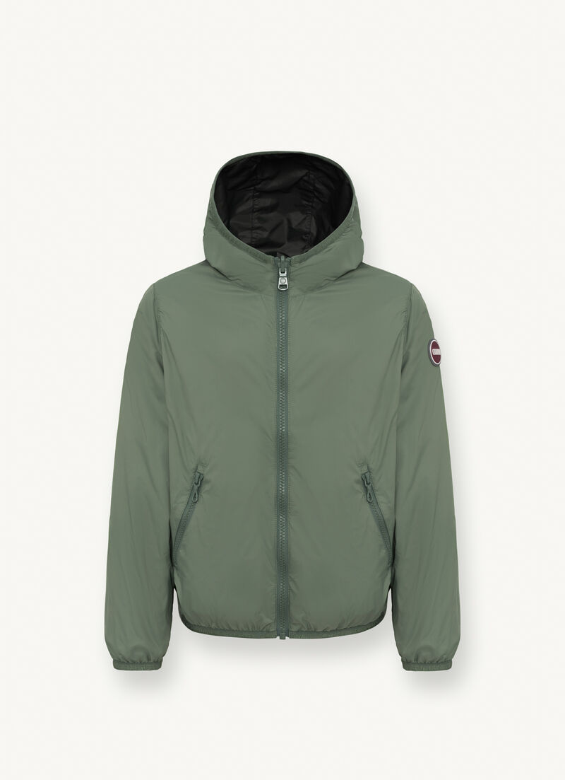 Reversible jacket with hood