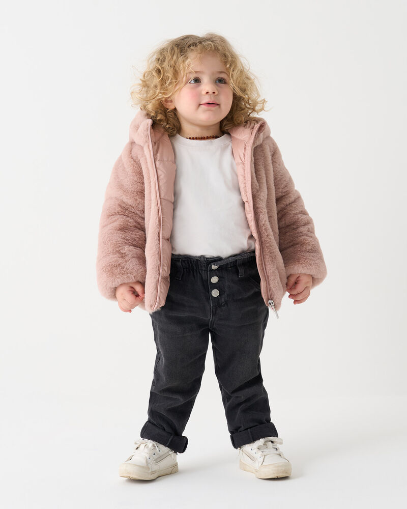 Faux fur down jacket, 6–36 months