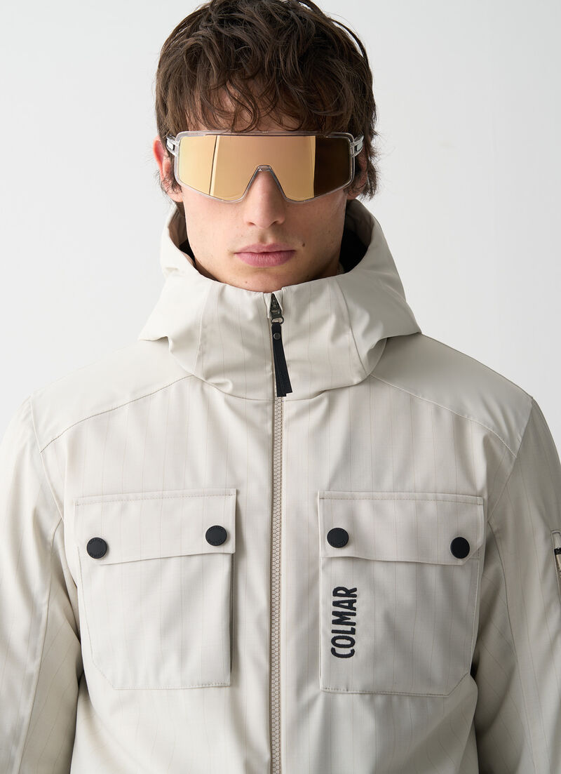 Pinstripe fabric ski jacket