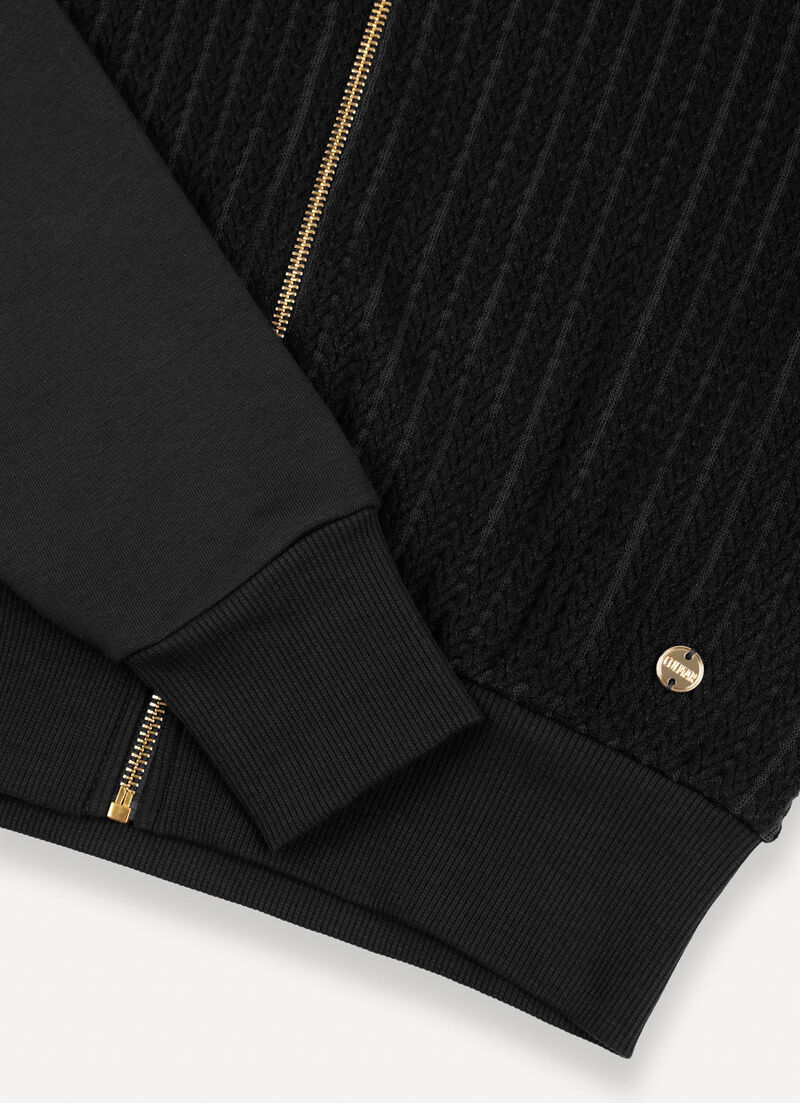 Cable-knit sweatshirt with zip