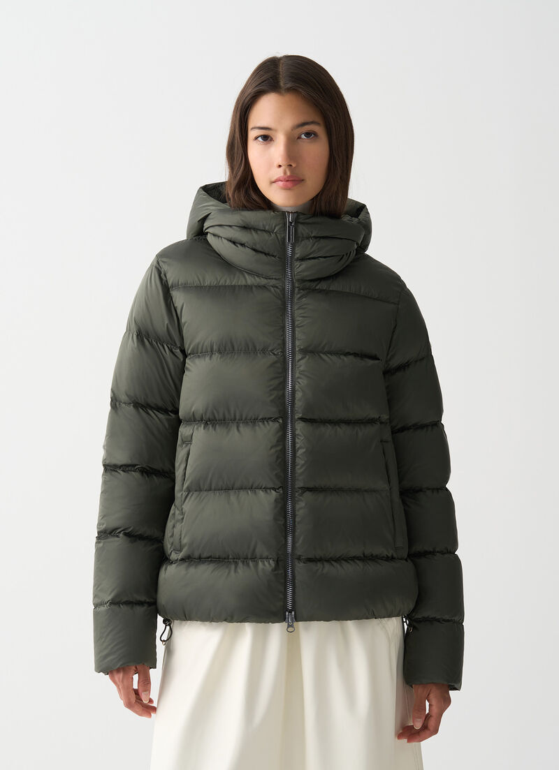 Down jacket with detachable hood