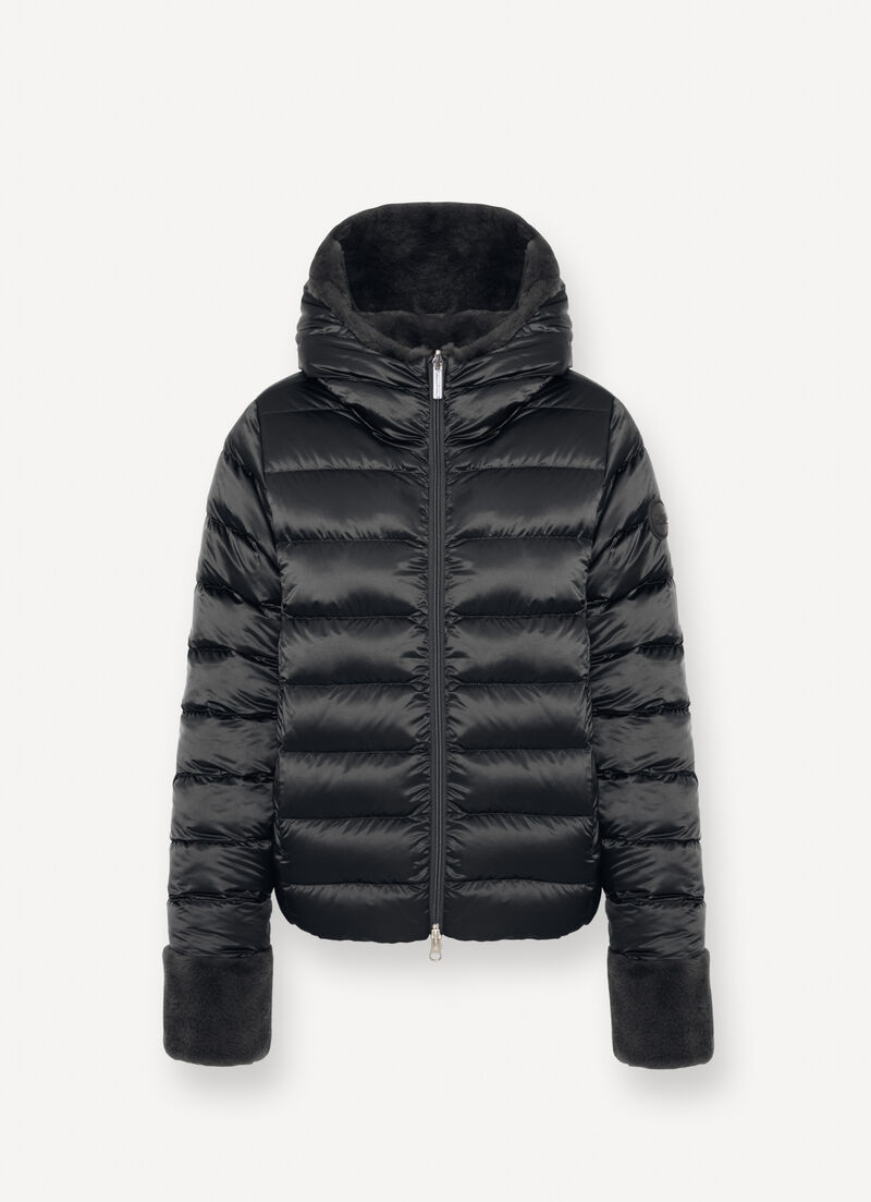 Reversible faux fur down jacket