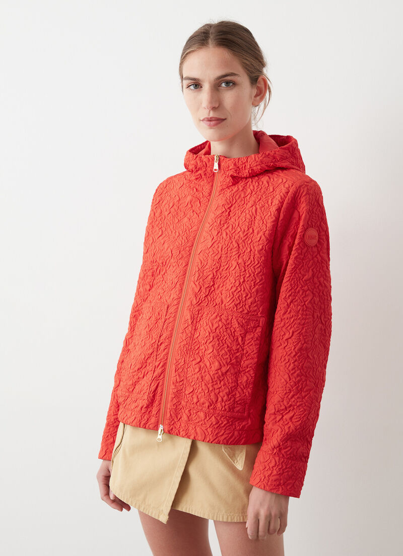 Embossed hooded jacket