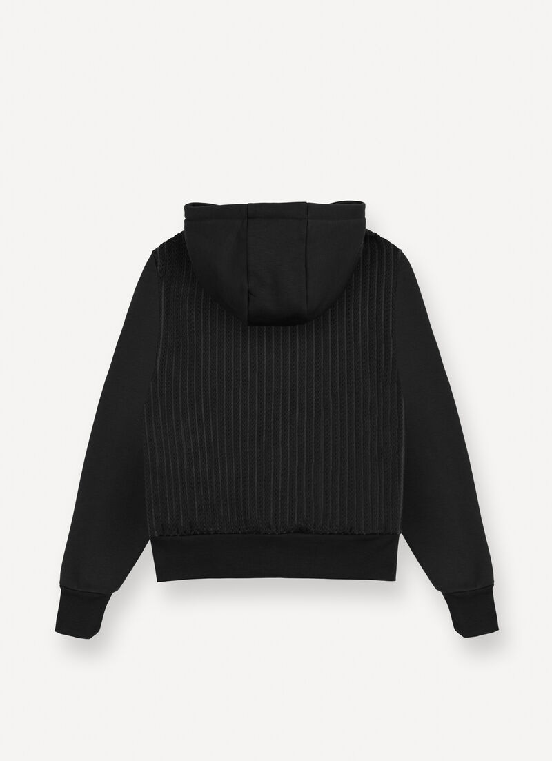 Cable-knit hooded sweatshirt