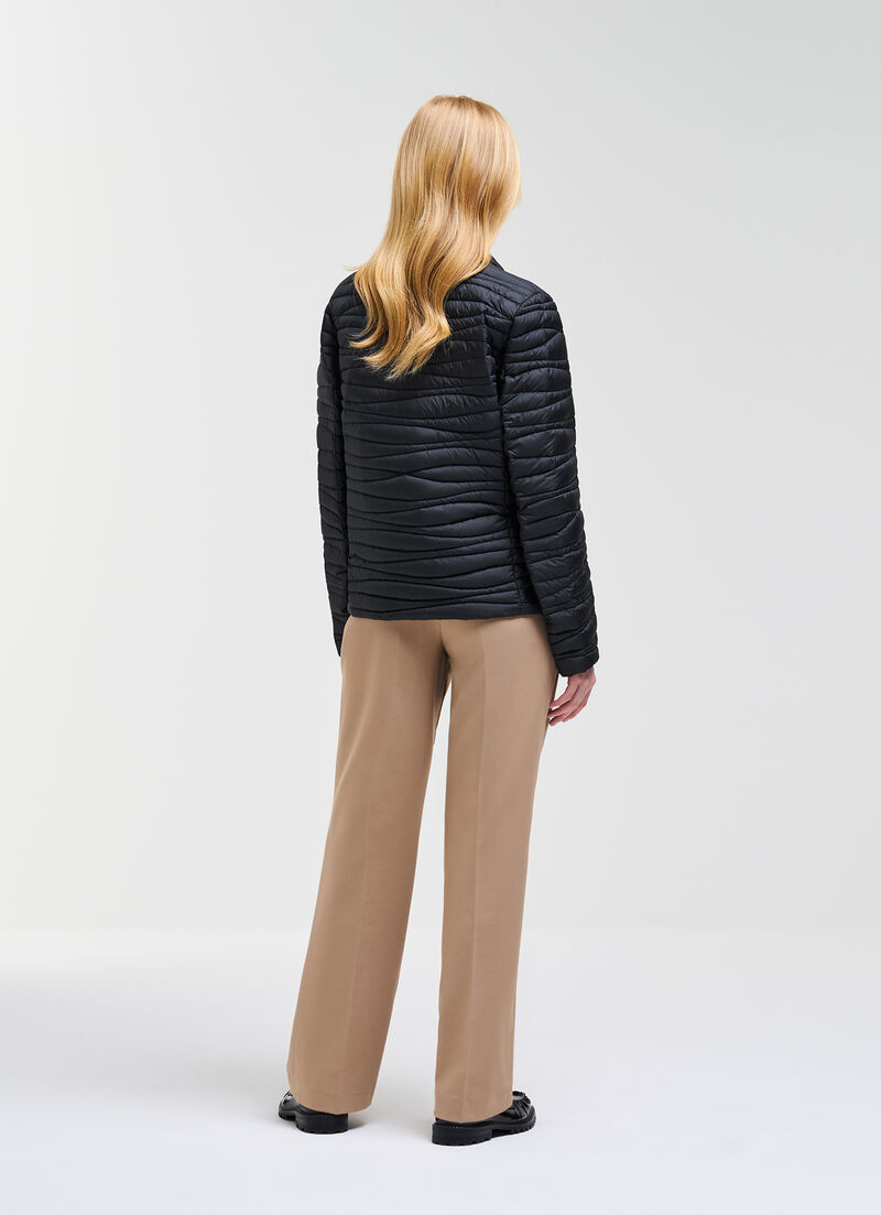 Down-padded blazer with wavy quilting