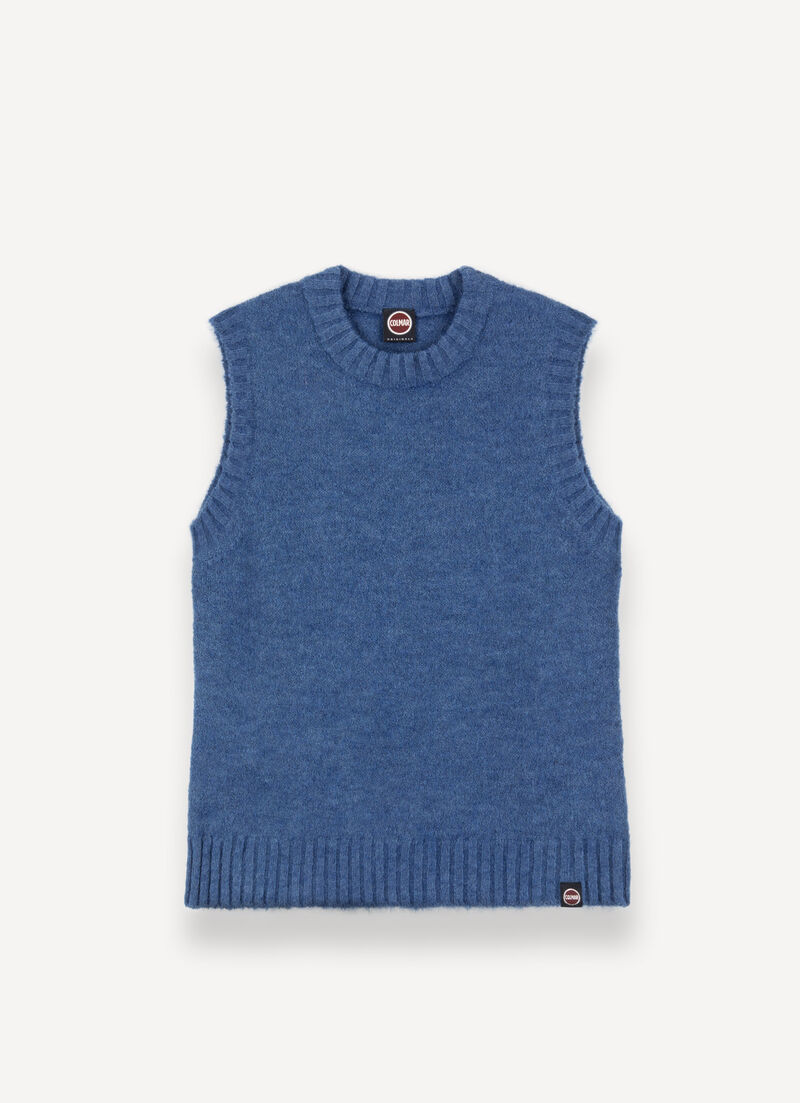 Crew-neck mohair-blend vest