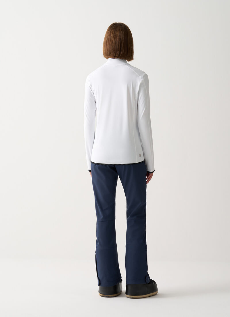 Thermal stretch ski jumper with half-zip