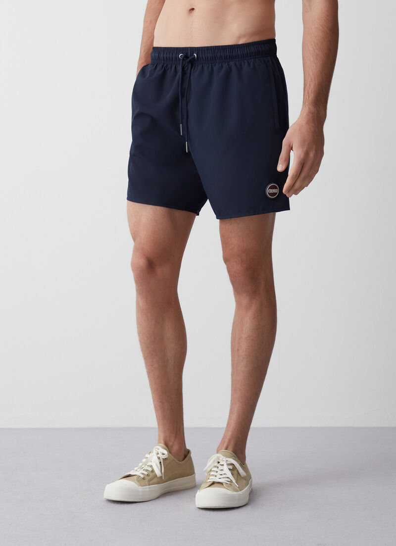 Solid colour swimsuit with elasticated waist