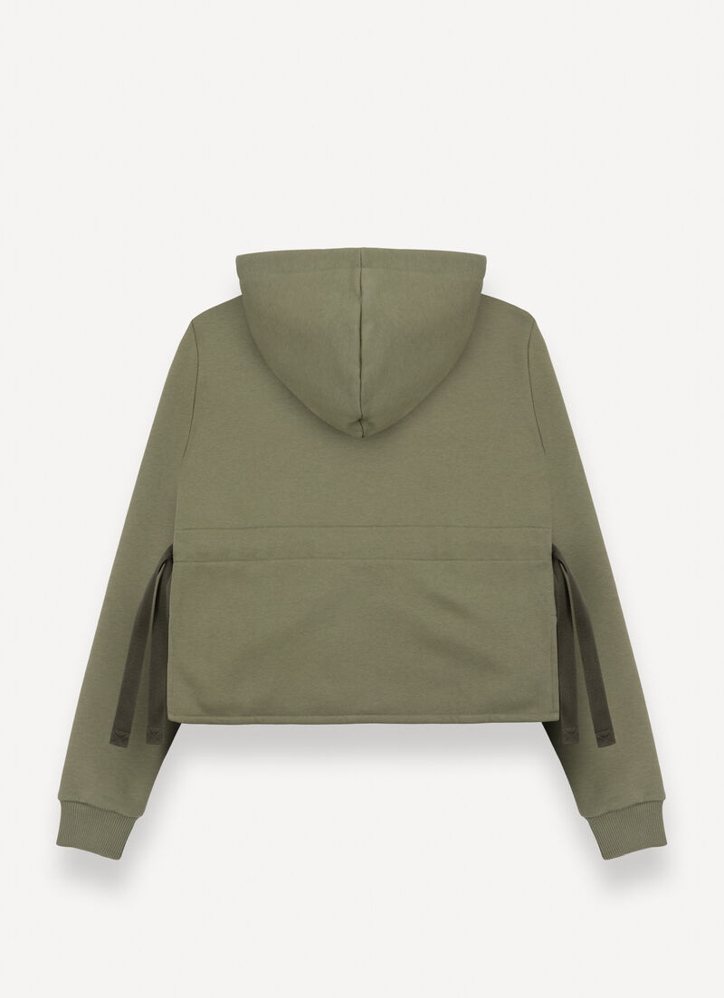 Full-zip sweatshirt with drawstring waist