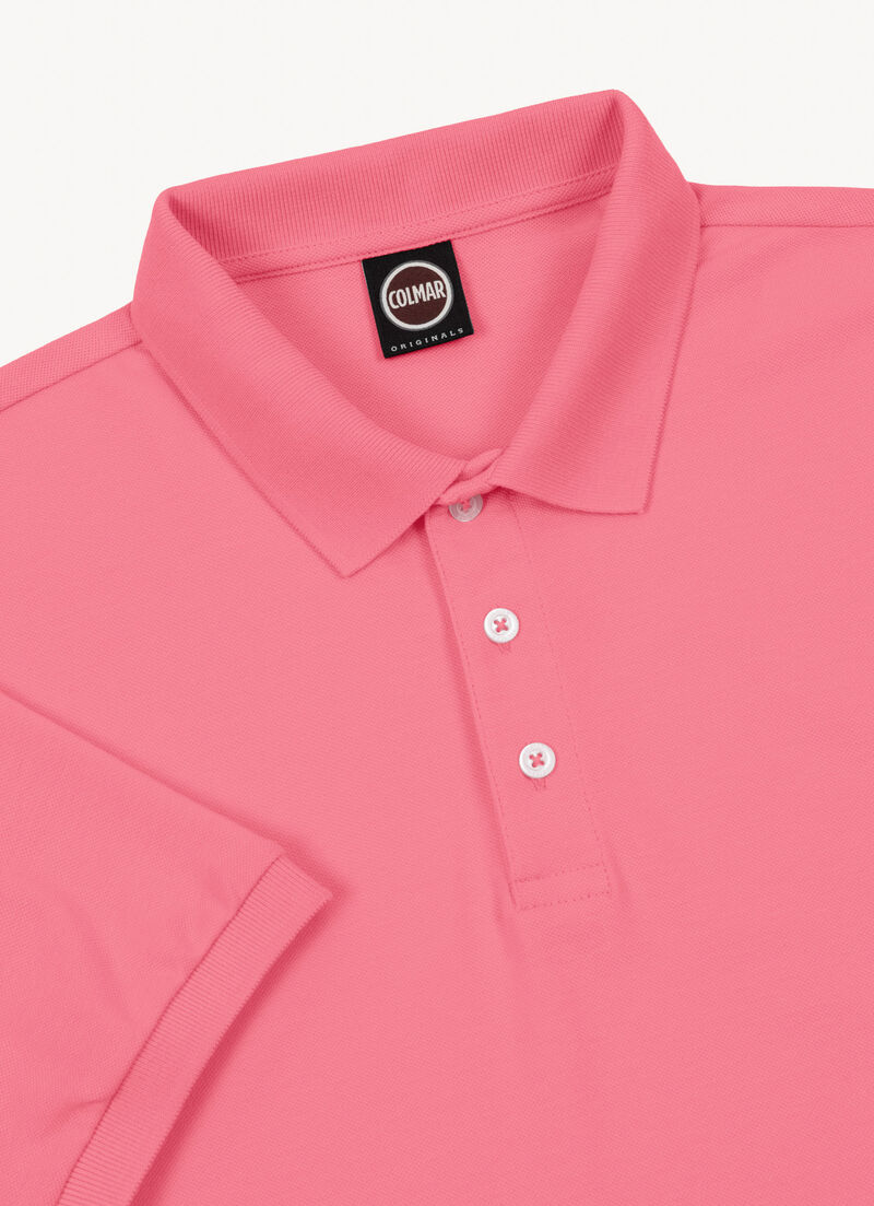 Stretch piqué cotton polo shirt