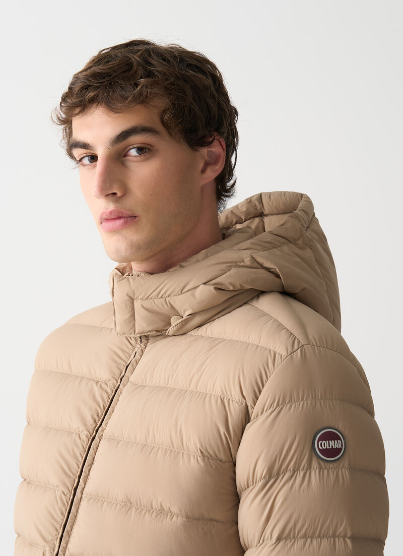 Down jacket with detachable hood
