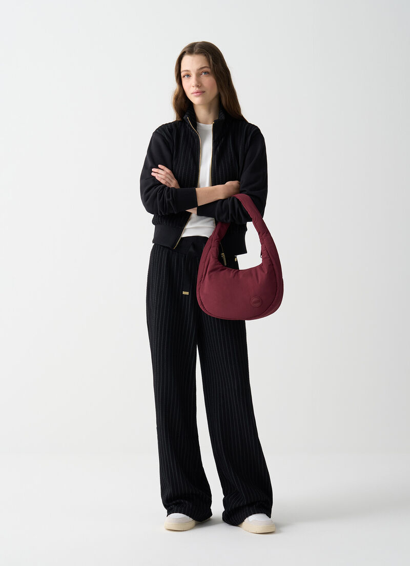 Cable-knit sweatshirt with zip