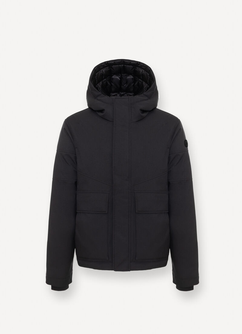 Twill down jacket with patch pockets