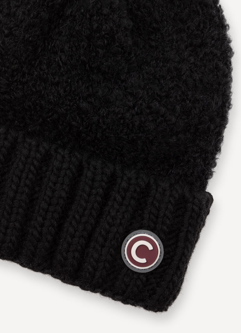 Women’s bouclé hat with pom-pom