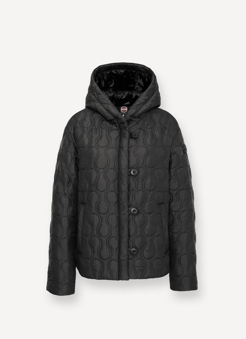 Light teardrop-quilted jacket.
