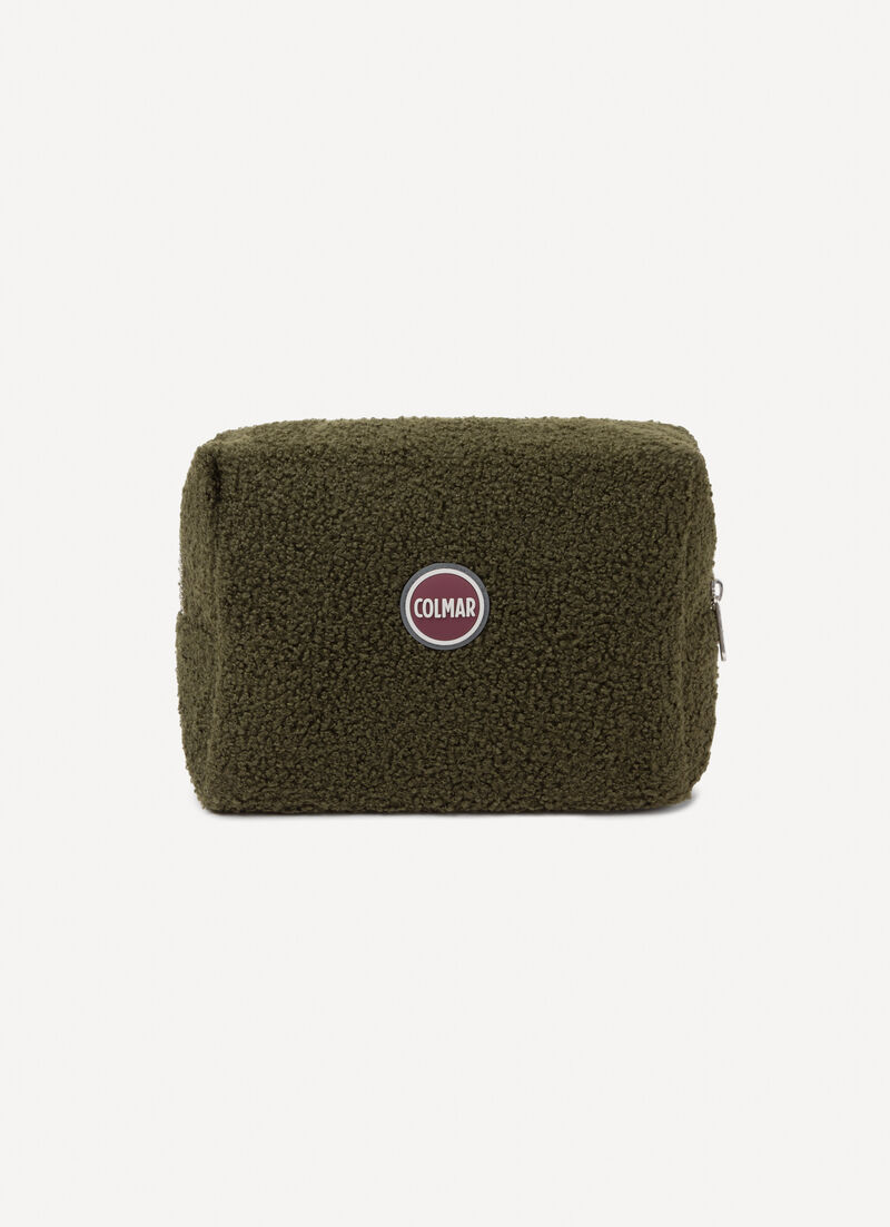 Teddy-effect clutch bag
