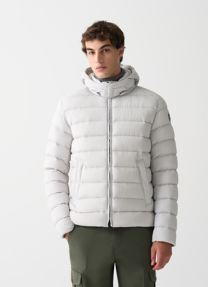 Down jacket with detachable hood